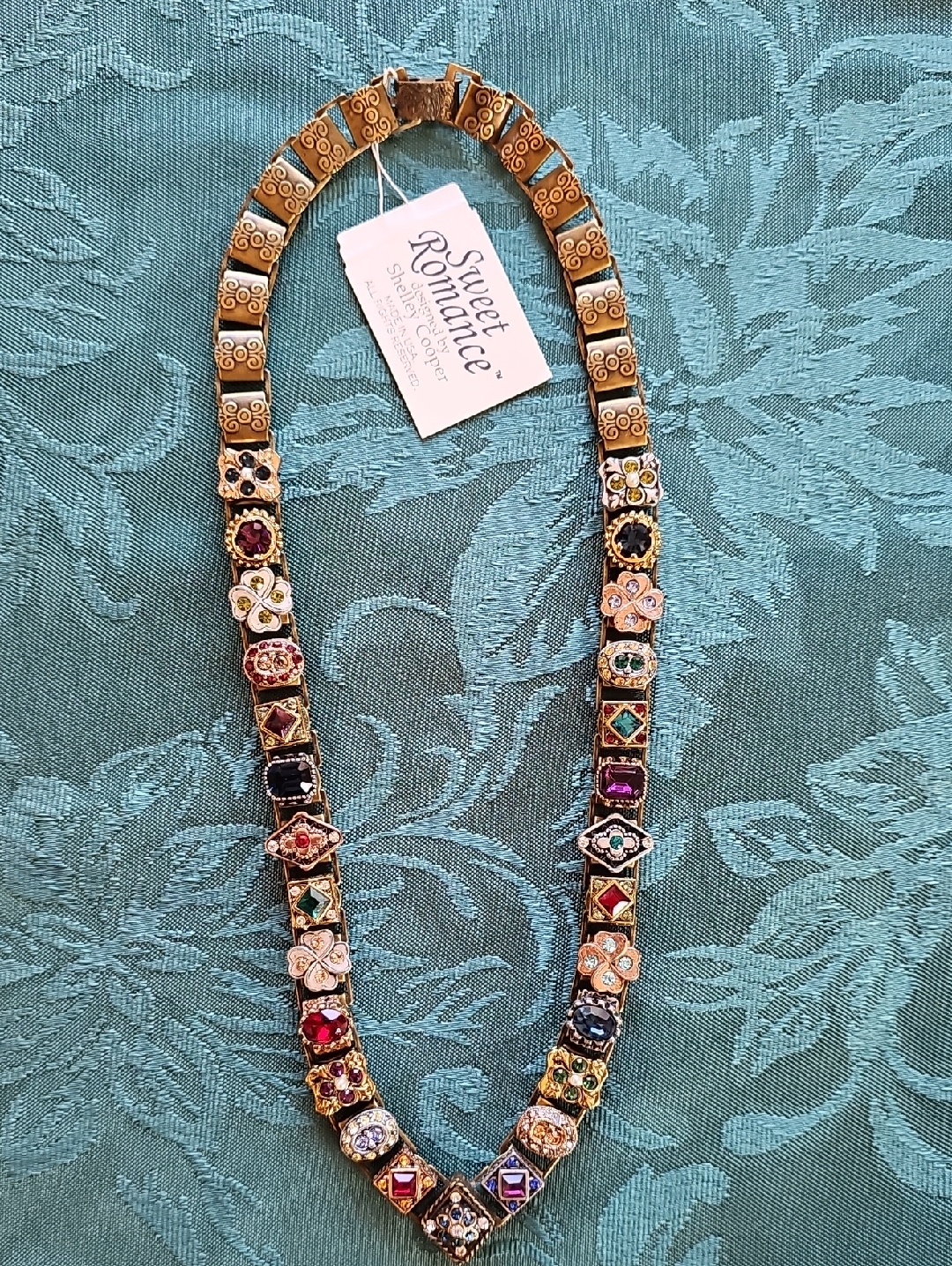 Sweet Romance Gold Multicolor Crystal Station Necklace